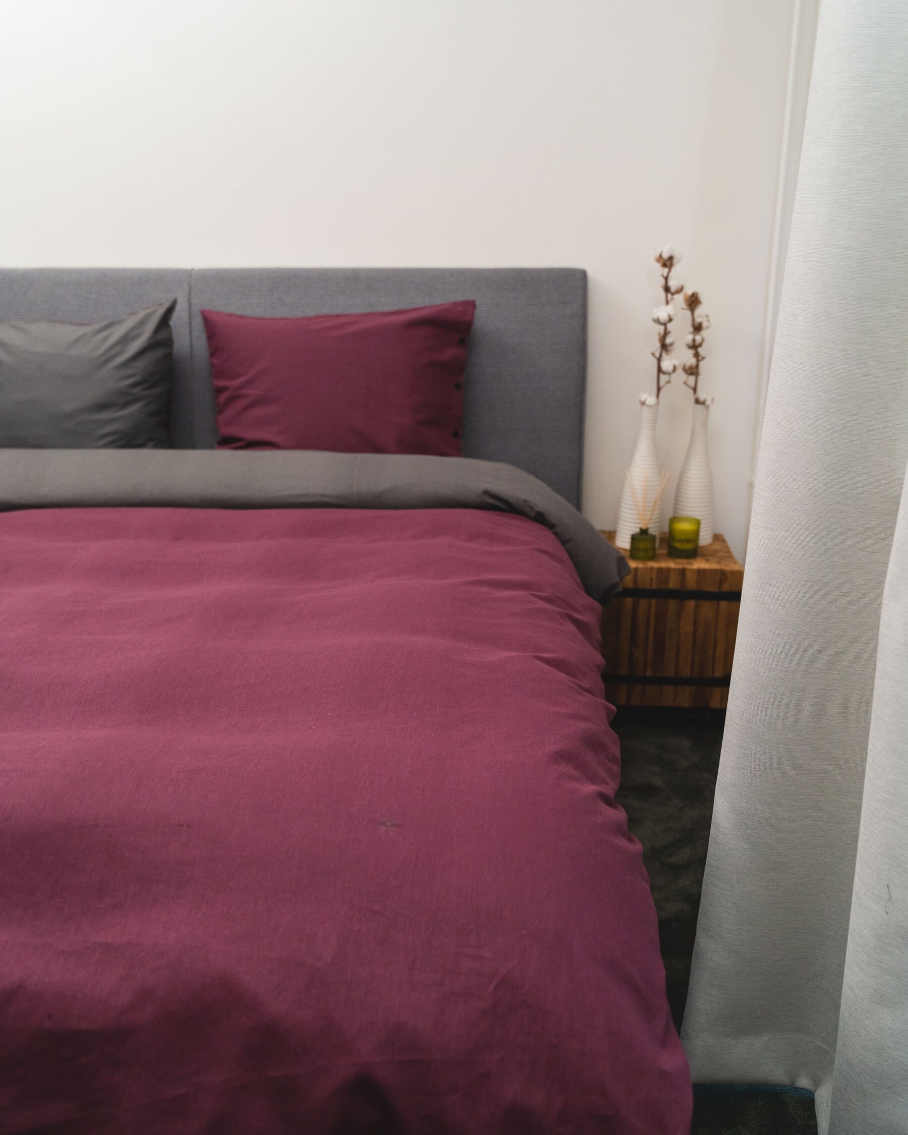 Kayori Shiiba - Dekbedovertrek -Bamboe - Burgundy/Antracite